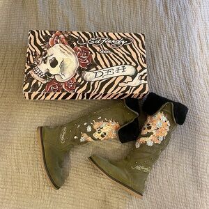 ED HARDY FUR BOOTS W/ BOX